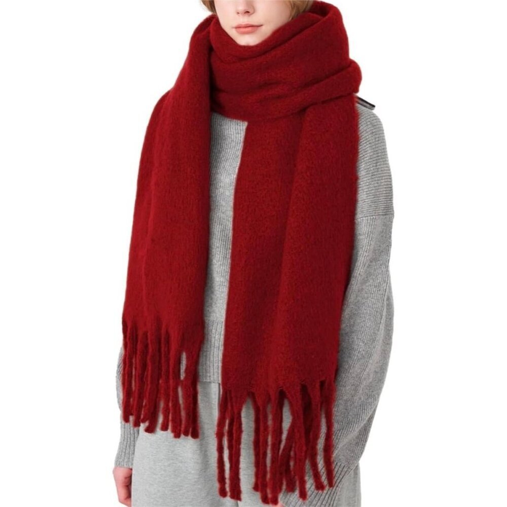 Women's Burgundy Chunky Scarf Soft Warm Winter Scarf for Cold Weather Christmas
